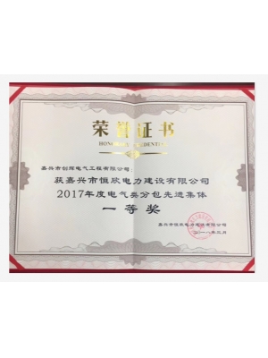 2017年度電氣類分包先進集體一等獎